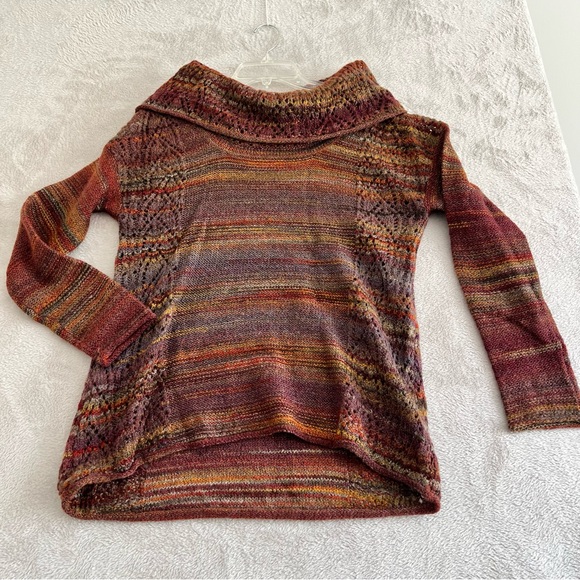 Royal Robbins Sweater Women's XS Pullover Cowl Neck Knit Striped Rust Olive Gold - Picture 1 of 7